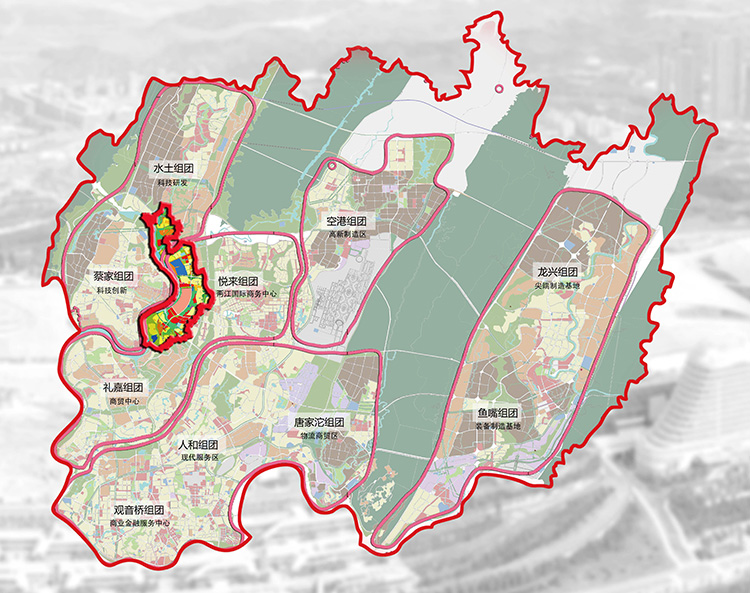 重庆市两江新区组团功能分析图